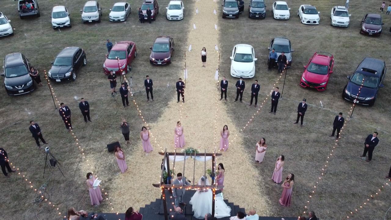 We produce live drive in wedding video!